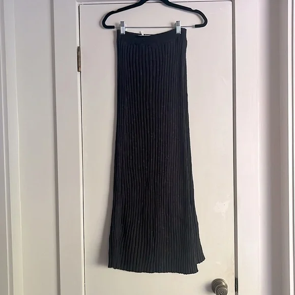 Free People Black Knit Midi Skirt Large - Picture 4 of 10